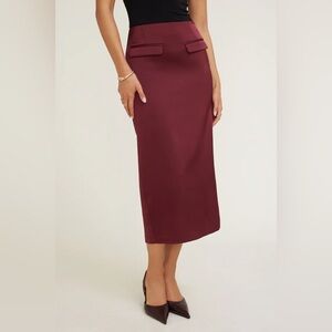 Dynamite | M | Satin Midi Skirt Burgundy